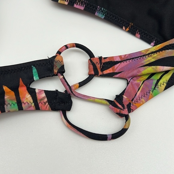 Shade & Shore High Leg Extra Cheeky Colorful Tropical Leaves on Black XL 16-18 - Picture 3 of 6